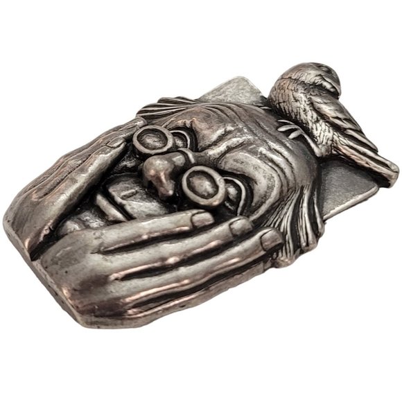 1995 Carruth Pewter Bird Watcher Brooch Pin, Signed E166 - Picture 3 of 9